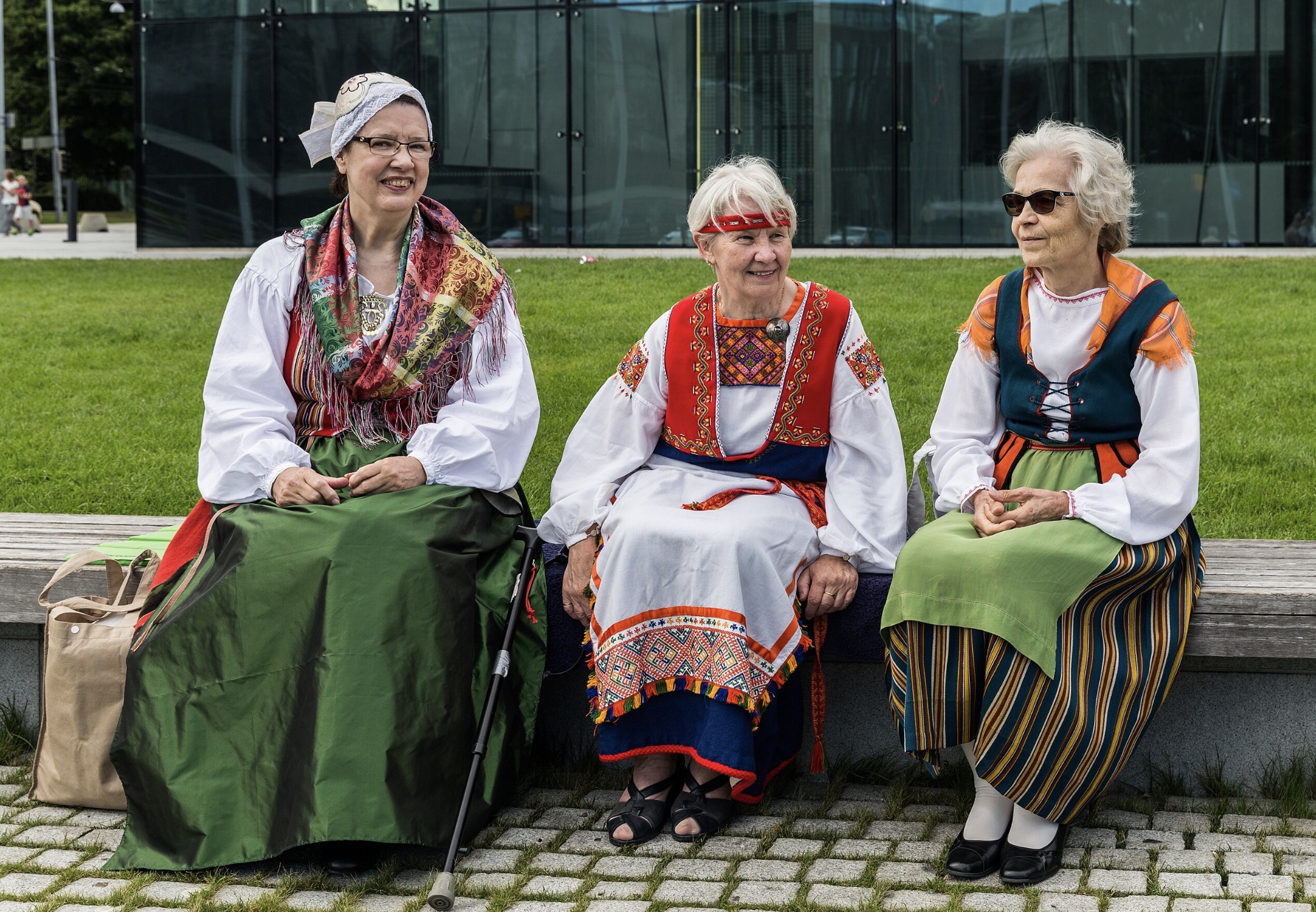 Women dressed in Finnish folk costumes 